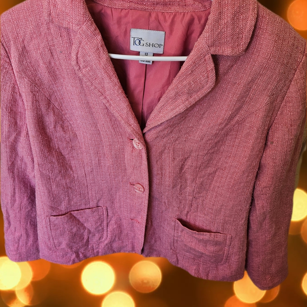 Pink Textured Blazer with Classic Lapel